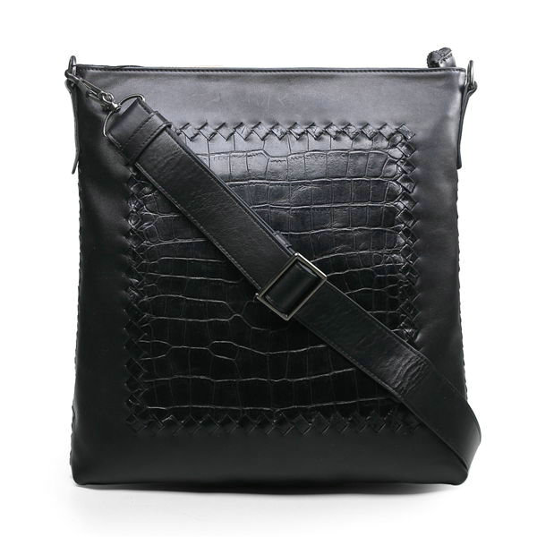 Bottega Veneta croco leather messenger bag 16051 black